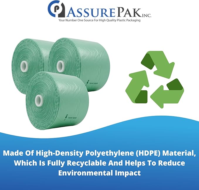 Narrow Profile Produce Bags Roll Green - 1425 Bags - 16"x28" – 3 Rolls - 8 Microns – for Grocery, Small Business, Produce Use, Food & Storage Needs, Garden Fresh, Narrow Profile, Kitchen Use