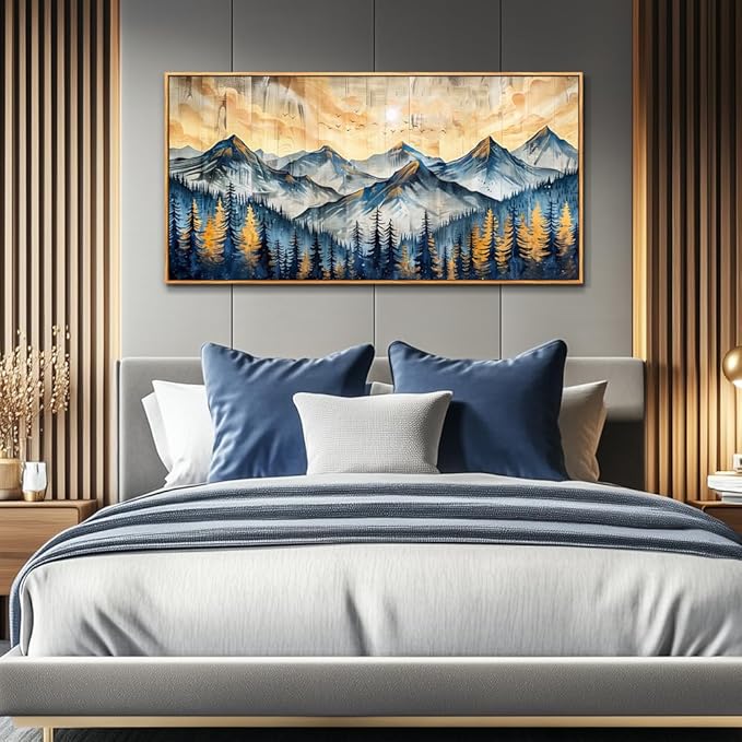 QIYILEXWART Canvas Wall Art For Living Room Wall Decor For Bedroom Office Wall Decoration Mountain Landscape Painting Farmhouse Pictures Artwork Room Aesthetic Home Decor 20x40 In