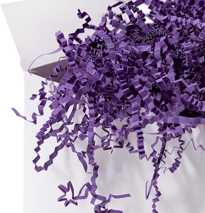 Mefleet 2 LB Crinkle Cut Paper Shred Filler Purple Crinkle Shredded Paper for Gift Box - Gift Basket Bag Filler - Grass Cushion Stuffing for Christmas Holiday Packaging Wrapping