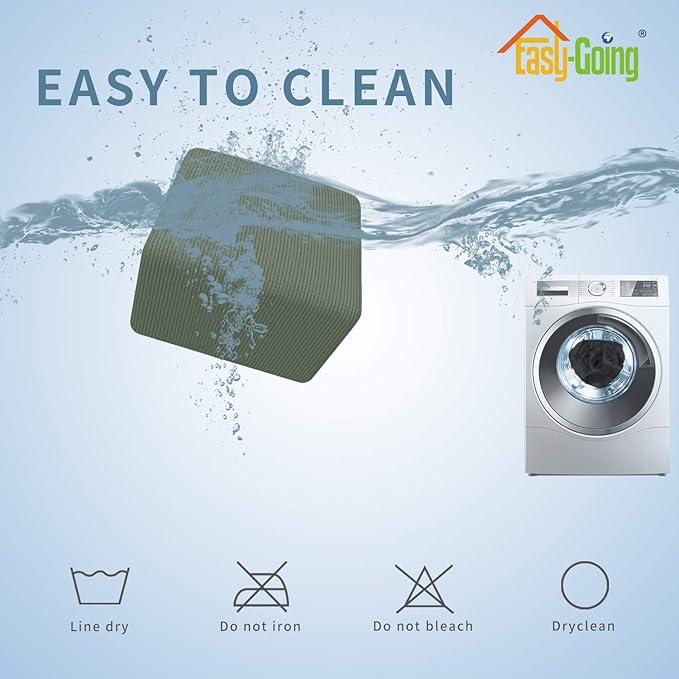 Easy-Going Stretch Ottoman Cover Folding Storage Stool Furniture Protector Soft slipcover with Elastic Bottom (X-Small,Greyish Green)