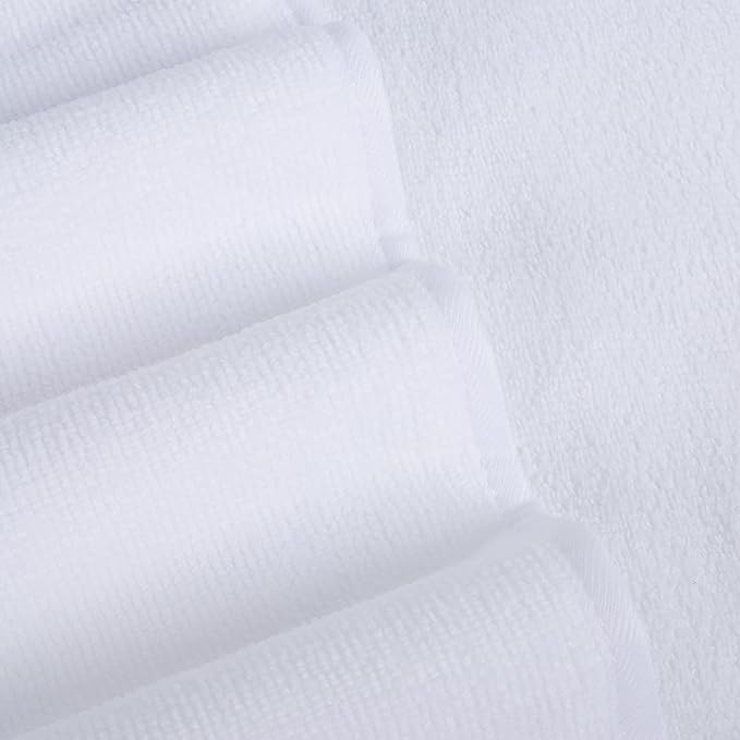 POLYTE Microfiber Quick Dry Lint Free Bath Towel, 57 x 30 in, Pack of 4 (White)