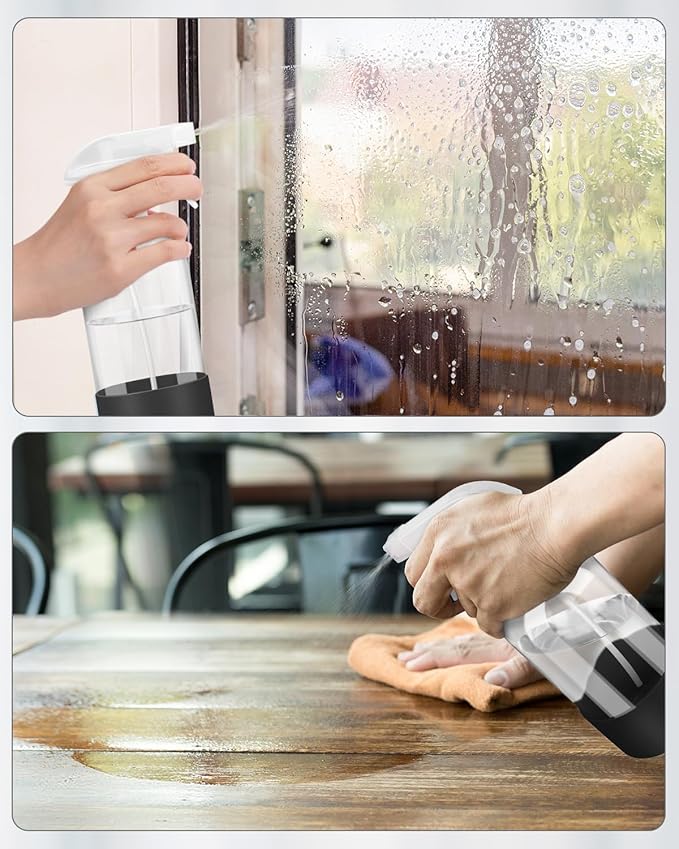 Glass Spray Bottles with Silicone Sleeve Protection, Empty 16OZ Reusable Spray Bottles, Refillable Containers with Spray Nozzles for Cleaning Solutions, Plants and Essential Oils 1 Pack Black