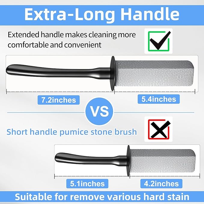 Toilet Pumice Stone for Cleaning, Toilet Bowl Pumice Stone, Extra Long Handle Toilet Bowl Cleaners for Removing Hard Stain Lime. Ideal for Toilet Bathroom Sink Grill Pool(2 Pack Black)