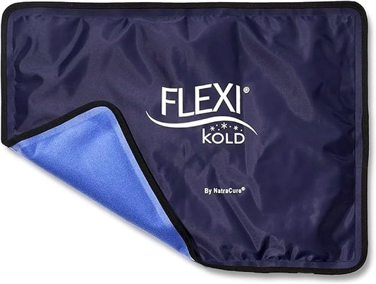 FlexiKold Reusable Gel Large Ice Pack with Straps – Cold Compress Gel Cold Pack for Injuries – Flexible Medical Ice Wrap for Back, Shoulders, Legs, Knees, Sciatica, Muscle Pain – Standard