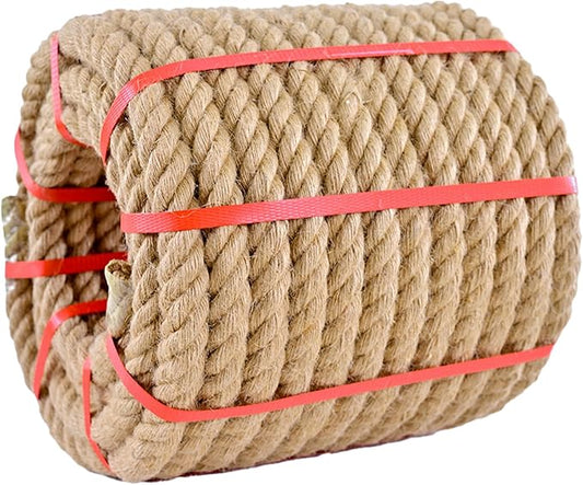 Jute Rope: Twisted Manila, 20mm Natural Thick Hemp - Heavy Duty Tug of War & Home Decor, 50 ft