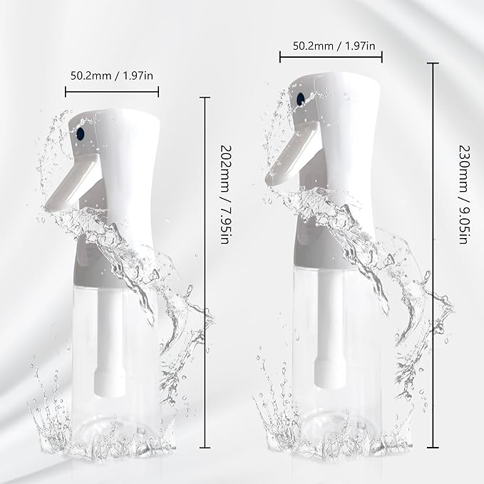 Spray Bottle for Hair Continuous Ultra Fine Mist 360° Multi Spray Bottle for Plants, Cleaning, Skin Care Leakproof & Durable 2 Pack
