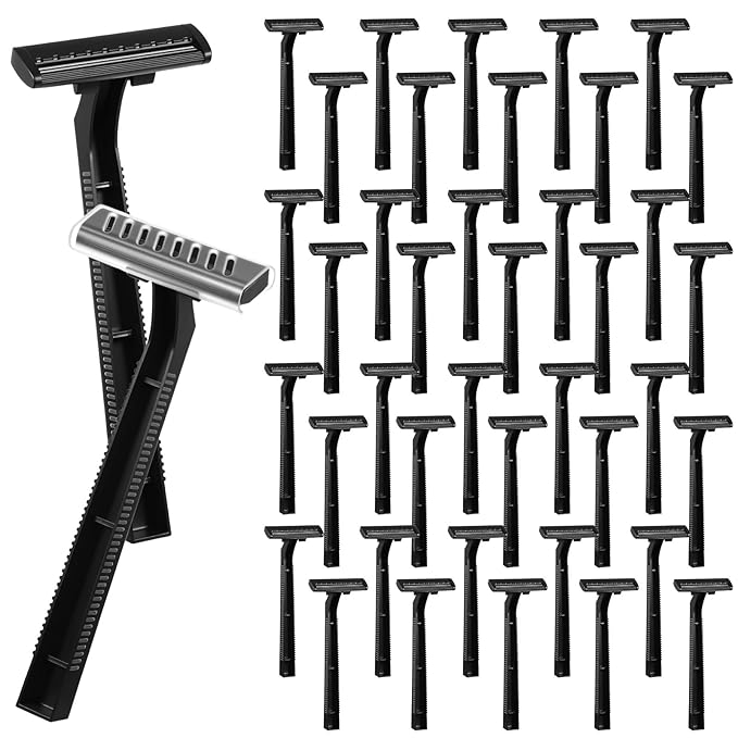 400PCS Twin Blade Disposable Razors with Clear Safety Cap, Plastic Portable Manual Shavers Stainless Steel Blade for Men Women Bathing Homeless Hotel Travel Camping harity Apartment