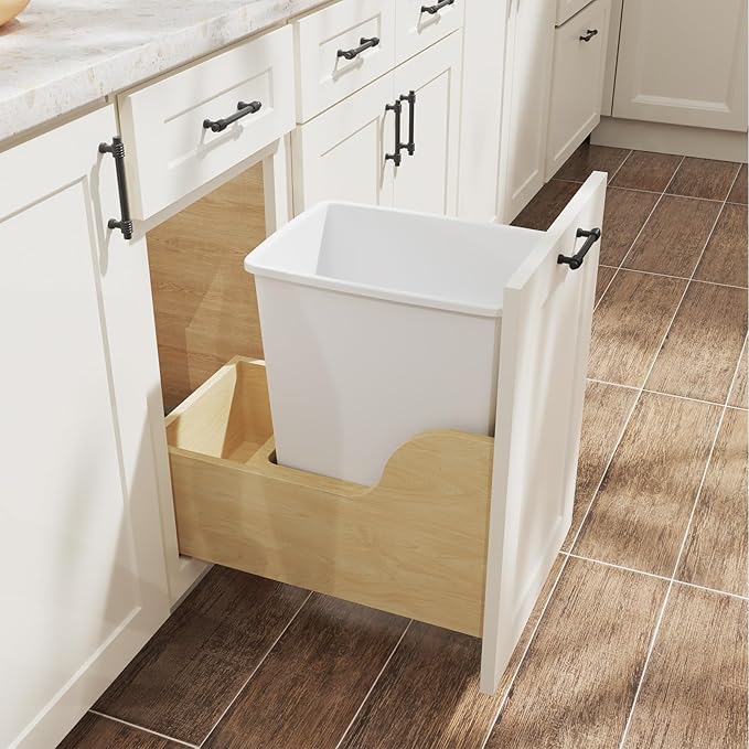 35QT Kitchen Trash Can, Sturdy and Lightweight Slim Trash Can, Trash Cans for Kitchen, Workspace, Bathroom, Office, Easy to Clean, 2-Pack, White