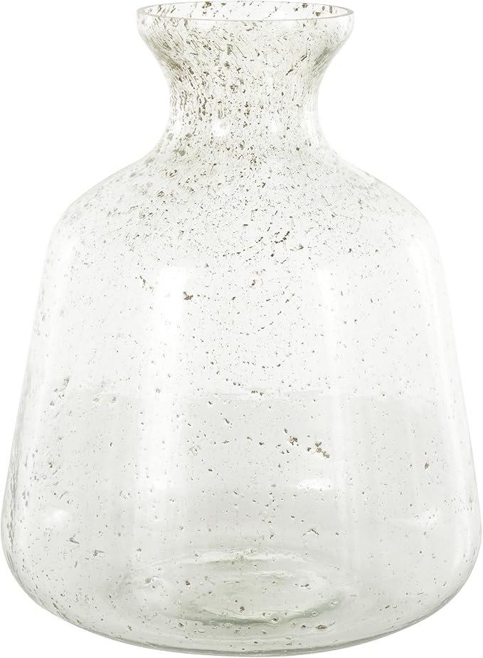 Deco 79 Glass Vase Speckled with Brown Accents, 13" x 13" x 17", Clear