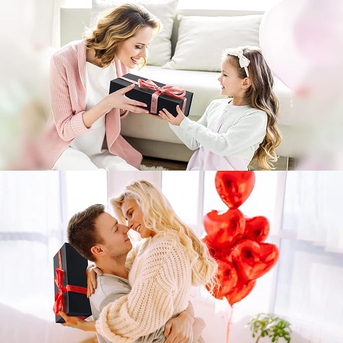 4 Pack 12x6x4 Inches Gift Boxes with Magnetic Closure Lids, Black Magnetic Box for Wedding, Groomsmen Bridesmaid Proposal, Birthdays, Mother's Day