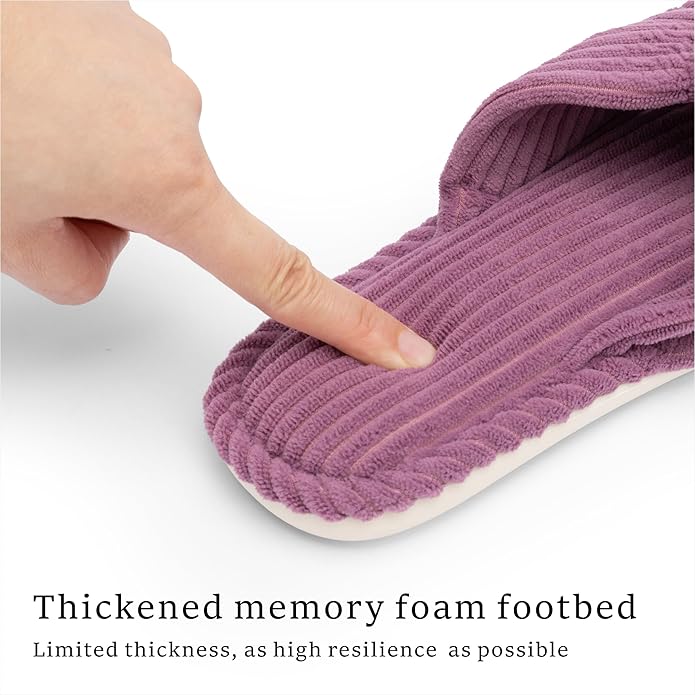 Chantomoo Slippers for Women Memory Foam House Womens Slipper Slides Home Bedroom Bathroom Spa Open Toe Corduroy Bow Slippers Cozy Comfortable