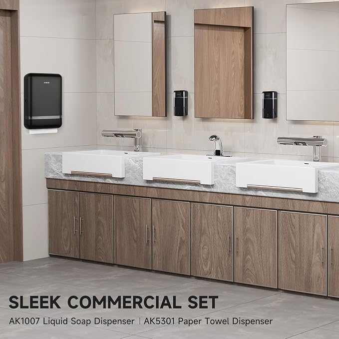 AIKE Wall Mount Liquid Soap Dispenser for Commercial Bathrooms,Offices,Restaurants 40 oz Large Capacity AK1007,Black