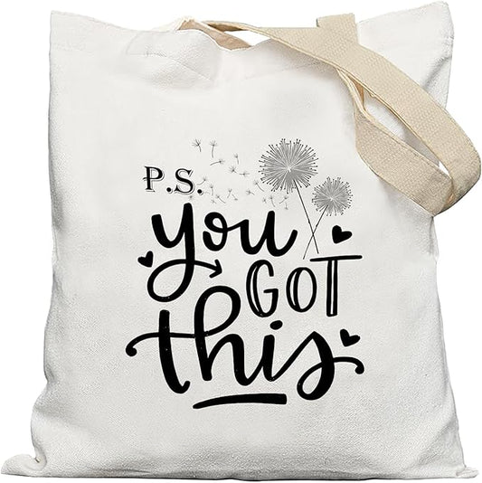 Inspirational Tote Bag, You Got This Motivational Canvas Tote Bags, Positive Affirmation Gifts for Women, Mental Health Gifts Reusable Grocery Shopping Bags