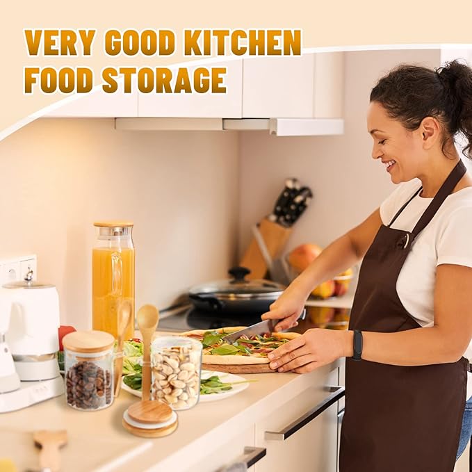 Tessco for you 12 Pack Sugar Jar Glass Container with Spoon Clear Glass Jars with Bamboo Lid and Spoon Scoop for Women Christmas Kitchen Gift Coffee Beans, Spice, Sugar, Nuts, Candy, Salts (6 oz)