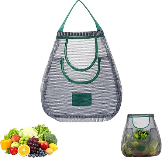 Portable Hollowed Out Mesh Tote Storage Bags, Kitchen Storage Bag, Reusable Hanging Storage Mesh Bags, for Kitchen