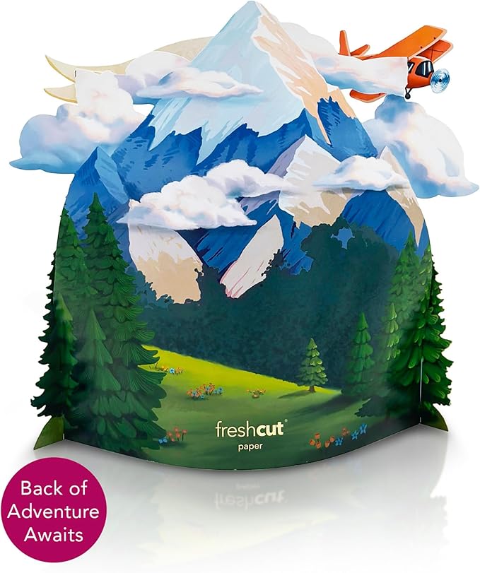 Freshcut Paper Pop Up Cards, Adventure Awaits, 12 Inch Life Sized 3D Popup Greeting Card, Birthday Cards, Graduation Card, Travel Themed Retirement, Baby Shower, Blank Notecard & Envelope
