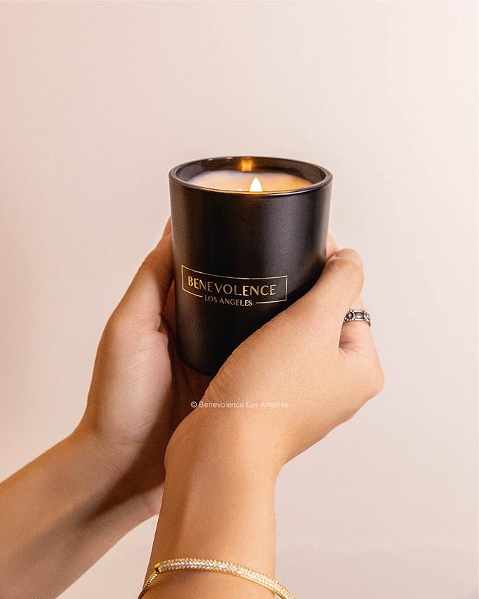 Benevolence LA Clearance Candle Rose & Sandalwood Christmas Scented Candles | Soy Candles, Black Holiday Candle for Home | Gifts for Women and Men | Home Fragrance | Aromatherapy | 6oz