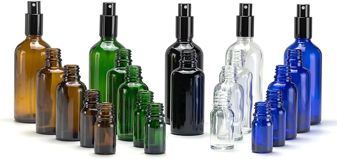 YIZHAO Black Glass Spray Bottles 1oz, with Small Fine Mist Spray, Metal Cap, Refillable for Essential Oil,Travel,Cleaning,Perfume,Aromatherapy,Makeup – 6 Pcs