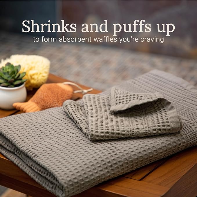 GILDEN TREE Waffle Bath Sheet Large Bath Towels Quick Dry Thin Body Towels, 40x80 Oversized Bath Towels for Adults, 2 Pack Bath Sheet Set, Classic Style (Stone)