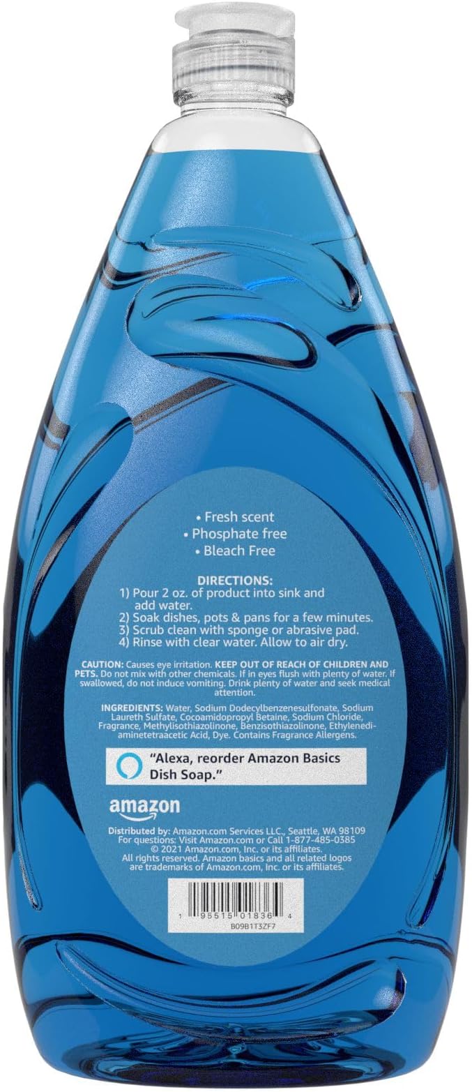 Amazon Basics Dish Soap, Fresh Scent, 30 fl oz, Pack of 8