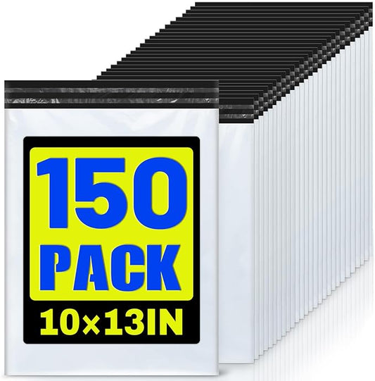 150 Pcs Poly Mailers Shipping Bags 10x13 Inch Packaging Clothes Polymailers Envelopes Mailing Package Self Seal Shipping Envelopes Waterproof Poly Bags Small Business Supplies Package White