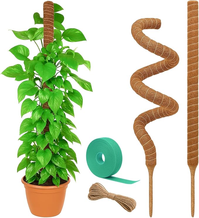 Moss Pole Monstera Plant Support – 2 Pack 28” Bendable Moss Pole Monstera Plant Support, Plant Stakes for Indoor Plants, Tall Plant Sticks Support for Climbing Plants