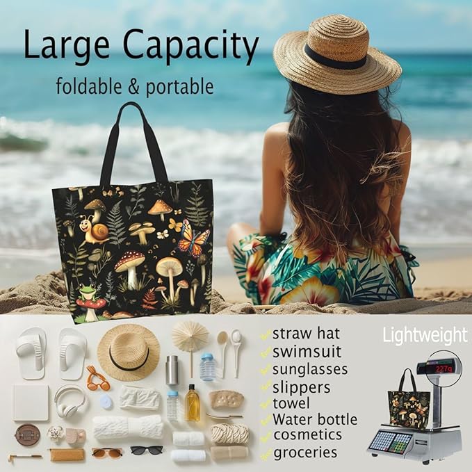 Tote Bag Shoulder Bags for Women Grocery Shopping Bag Reusable Bags Boho-Red Paisley 1