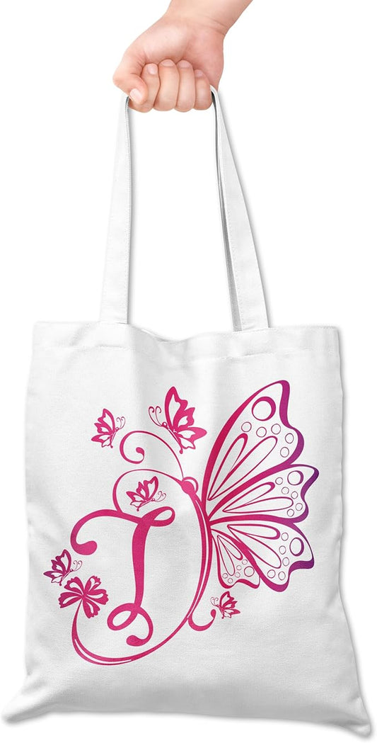 Grace Yonks Butterfly Monogram Canvas Tote Bags with The Letter