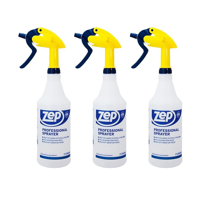 Zep Professional Sprayer Bottle – Fine Mist up to a 30-Foot Stream - (Case of 6) 32 oz.-Versatile Adjustable Nozzle Spray Bottles with a Fine Mist or Powerful Spray, Refillable for Diluted Concentrate