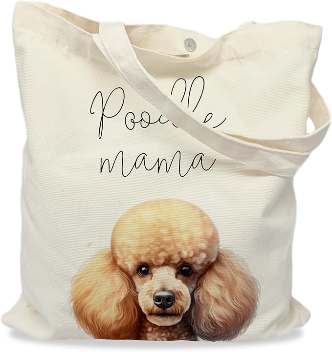 Dog Mama Tote Bag – Cute Dog Lover Canvas Bag, Reusable Shopping Shoulder Bag for Women, Pet Mom Gift,
