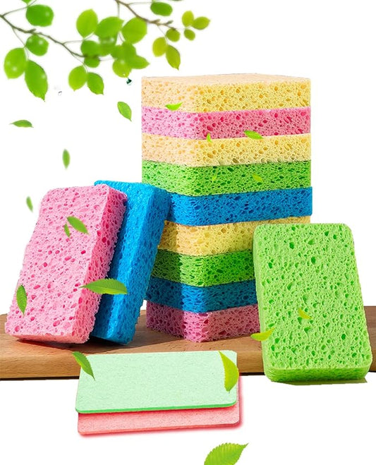 METUUTER 12-Count Kitchen Sponges- Compressed Cellulose Sponges Non-Scratch Natural Dish Sponge for Kitchen Bathroom Cars, Funny Cut-Outs DIY for Kids