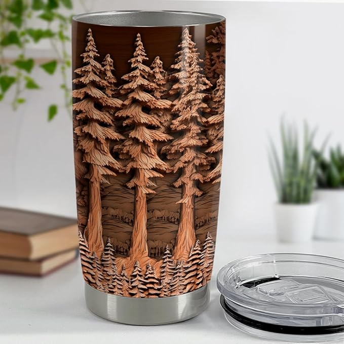SANDJEST Deer Tumbler 20oz Stainless Steel Insulated Tumblers Coffee Travel Mug Cup Deer Gifts for Men Gift for Birthday Christmas