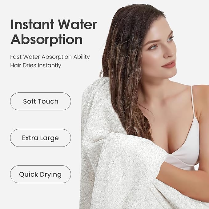 JML Microfiber Bath Towels, Oversized, Ultra Soft, Super Absorbent and Fast Drying, No Fading Large Bathroom Towel Set for Sport, Travel, Fitness, SPA and Yoga (Coral Fleece - White, 30 in x 60 in)