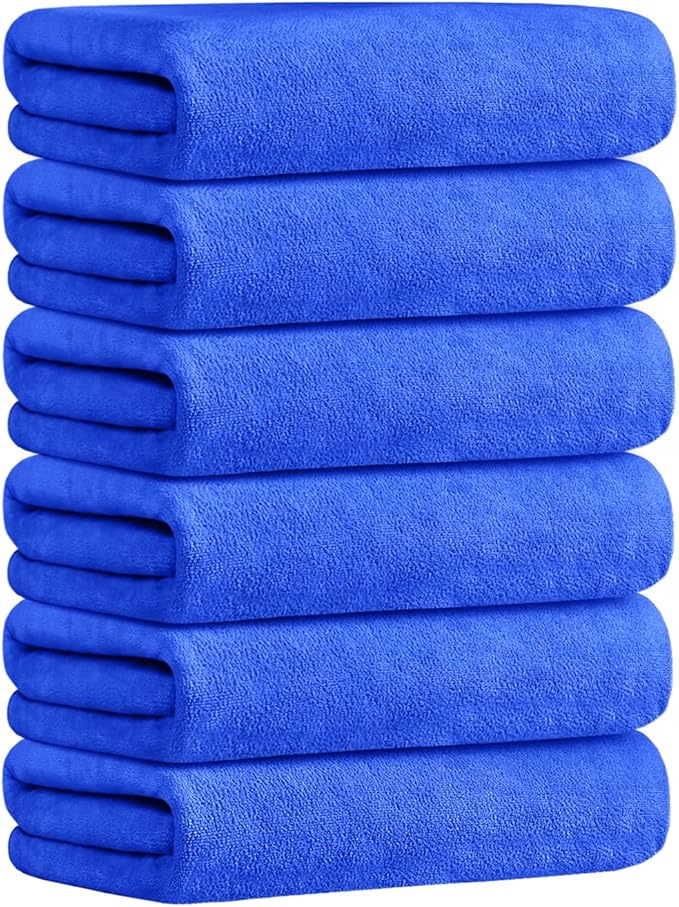 JML Microfiber Bath Towels, Large Bathroom Towel Set 6 Pack (30" x 60") - Soft, Absorbent, Quick Dry, Use for Hair, Shower, Fitness, Sport, Yoga, Dark Blue