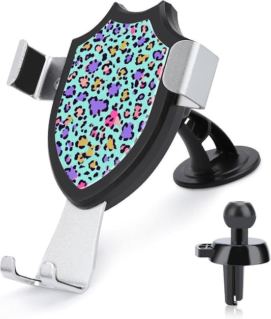 Phone Mount for Car Dashboard Air Vent Windshield, Universal Hands Free Automobile Cell Phone Holder Animal Skin Colorful Cheetah Leopard Print Floral