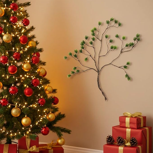 2pcs 30inch Artificial Greenery Stems Fake Plants Branches Faux Green Pine Needle Flower Suitable for Indoor Home Decor Hotel Office Tree Branches for Decoration