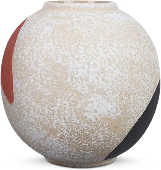 Young's Inc Stoneware Round Tabletop Vase – Modern Artistic Decorative Sphere, Abstract Home Accent for Tables, Shelves & Gifting, 5.9” Tall