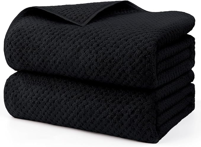 HOMEXCEL Bath Sheets Towels Set Pack of 2 (35 x 70 Inches), Ultra Soft Bath Towels for Bathroom, Lightweight and Quick Drying Towel for Body, Yoga, SPA, Fitness, Black