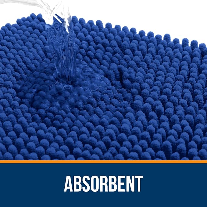 OLANLY Bathroom Rugs 59x35, Extra Soft Absorbent Chenille Bath Rugs, Rubber Backing Quick Dry, Machine Washable Bath Mats for Bathroom Floor, Tub and Shower, Home Decor Accessories, Royal Blue