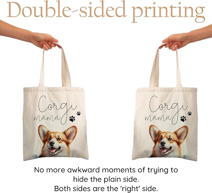 Dog Mama Tote Bag – Cute Dog Lover Canvas Bag, Reusable Shopping Shoulder Bag for Women, Pet Mom Gift,