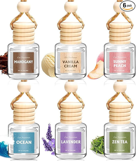 AROIC Car Air Freshener for Women, 6 Pack Air Freshener Diffuser, Hanging Air Fragrance Essential Oil Diffuser, Car Scents Accessories Cute Car Interior Decor Unisex (Light Fragrance)