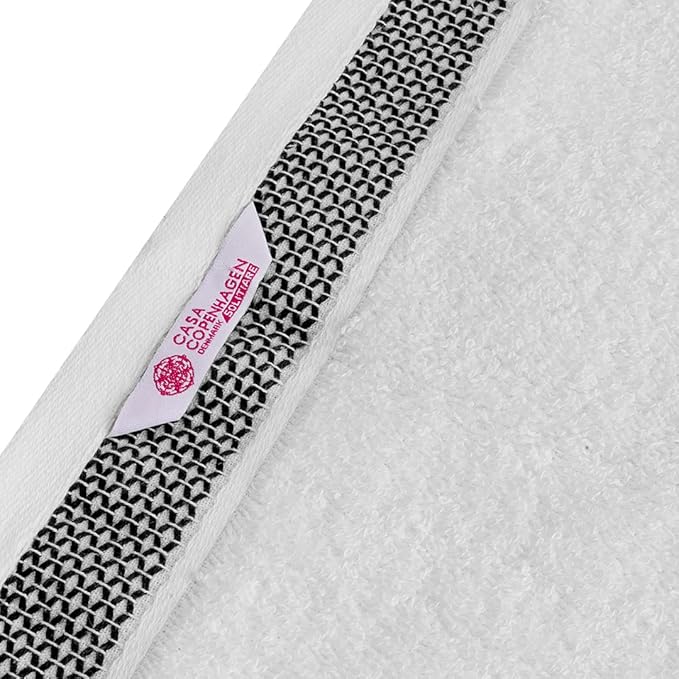 CASA COPENHAGEN Solitaire Mix 6 Pieces Towel Set- White + Grey Violet, 600 GSM 2Bath Towel 2Hand Towel 2Washcloth, Designed in Denmark Made of Soft Egyptian Cotton for Bathroom, Kitchen & Shower