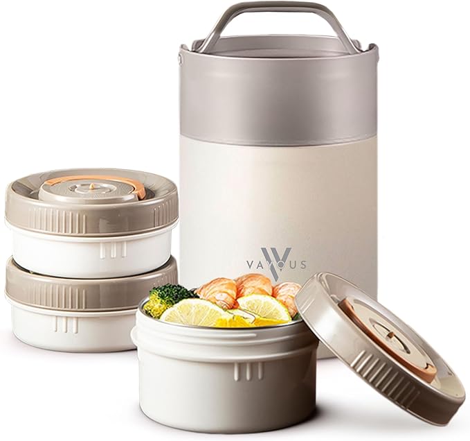 60oz Insulated Food Jar with Phone Holder Lid –Stainless Steel Lunch box with 3 Compartments – Leak-Proof, Thermal Bento for Adults, Keeps Meals Hot or Cold for Hours