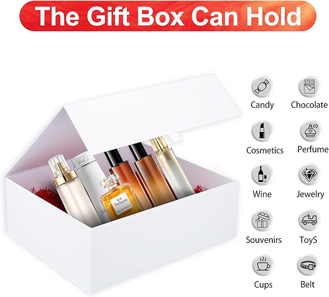 Rsgift 2 Packs Gift Boxes 14x11x7 Inches,White Gift Boxes with Lids,Collapsible Groomsmen Proposal Box with Magnetic,Large Gift Boxes for Presents,Wedding,Christmas,Birthday