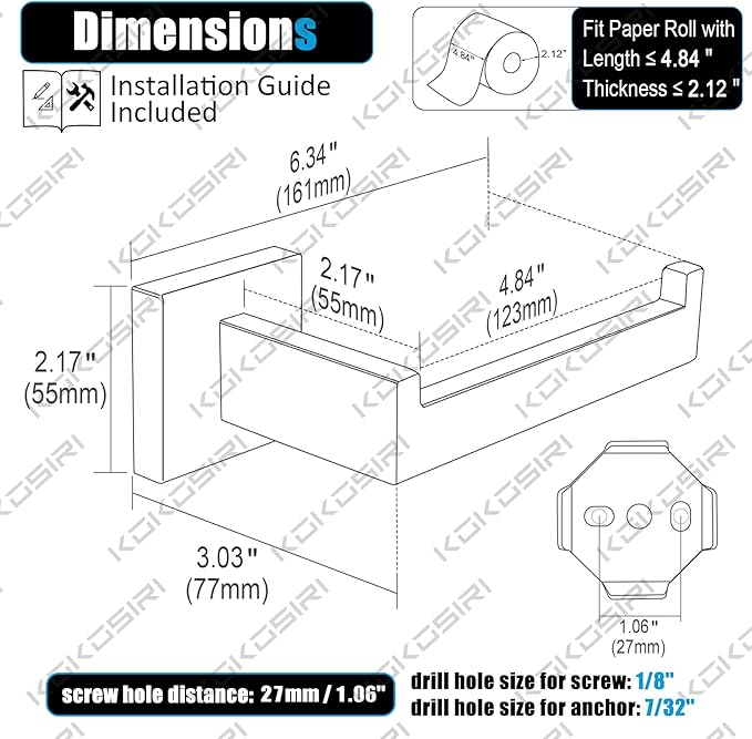 KOKOSIRI Gold Toilet Paper Holder Toilet Roll Holder for Bathroom Kitchen Washroom T-304 Stainless Steel Wall Mounted, 2 Pack, B2003BG-P2