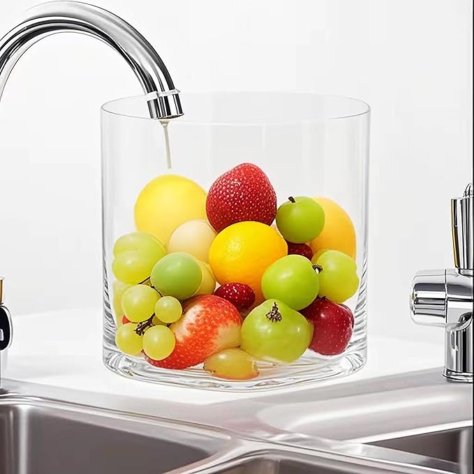 10" Wide 10" Tall Large Hand Blown Sturdy Clear Cylinder Glass Vase, Centerpiece Flower Vase for Rose, Tulip, Boquets, Hurricane Candle Holder (1, 10"x10")