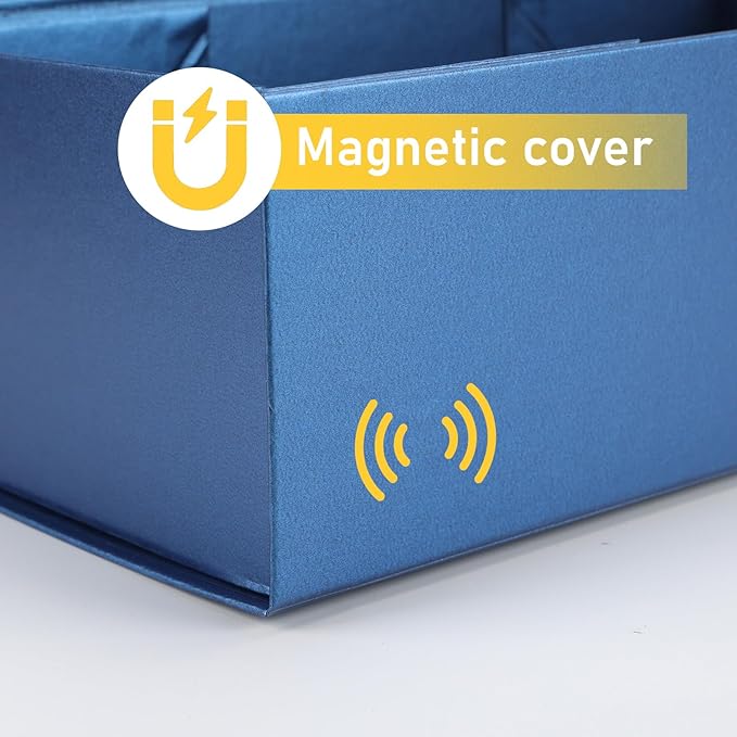 Ditwis 4 Pack 12x6x4 Inches Gift Boxes with Magnetic Closure Lids, Blue Magnetic Box for Wedding, Groomsmen Bridesmaid Proposal, Birthdays, Mother's Day