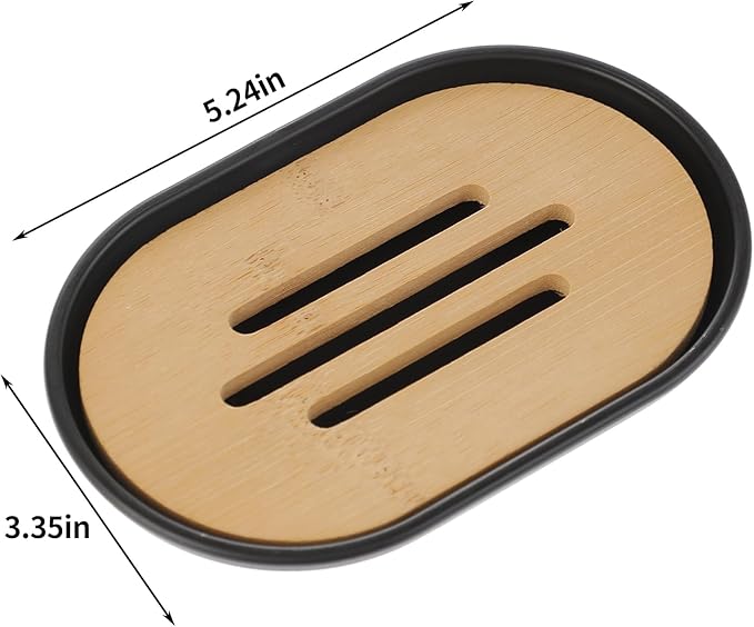 Soap Dish for Shower, Set of 2 Bamboo Soap Saver for Bathroom, Self Draining Bar Soap Holder for Bathroom,Soap Stand Soaps for Homemade Soaps Saver