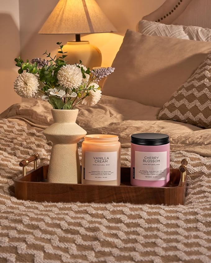 M&SENSE Vanilla Soy Candles, Large 19.4oz Non Toxic 110 Hours Burning Time 100% Natural Organic Soy Wax Candle, Relaxing Aromatherapy Scented Housewarming Gift for Women and Men