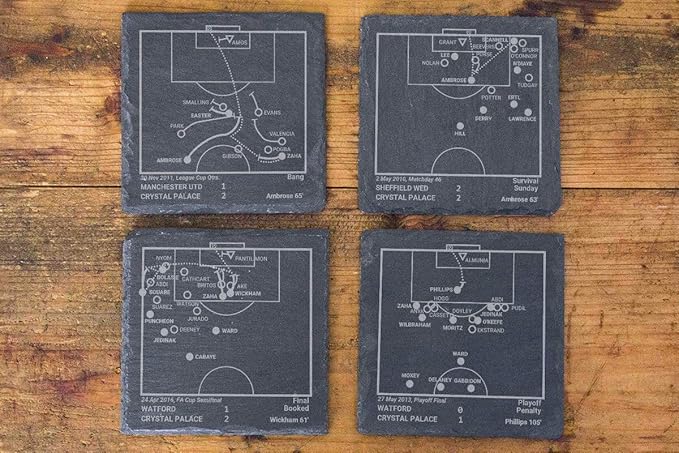 Greatest Crystal Palace Plays: Slate Coasters (Set of 4) | Best Gift Idea for Sports Lovers | Crystal Palace Historic Moments Gifts